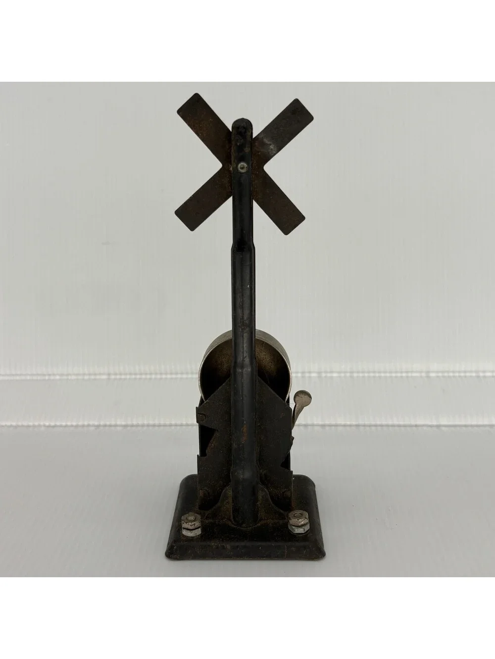 Vintage Marx Toys Tin Litho Railroad Crossing Bell Signal Mechanical 8.25 In USA